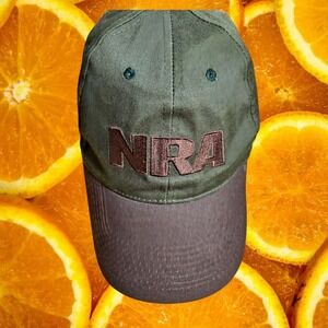 NRA‎ Embroidered Hat Olive Green Brown Baseball Cap Cotton Adult Size